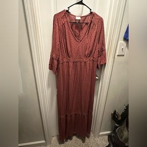 Knox Rose NWOT mauve fall Dress size large Swiss dot